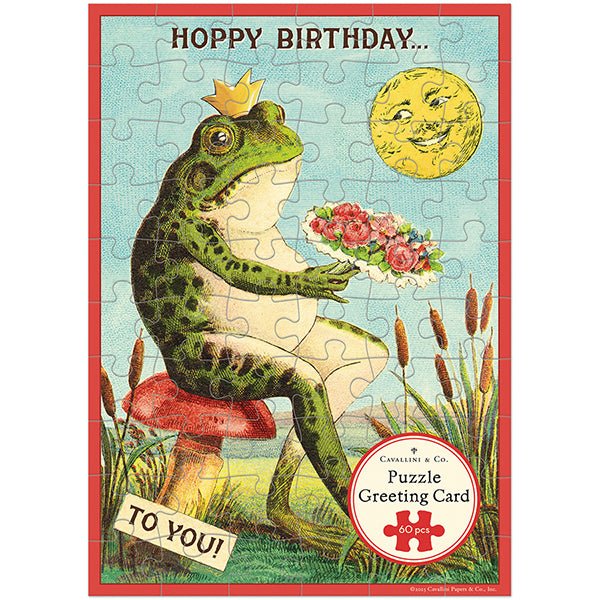 Happy Birthday Frog Puzzle Greeting Card - Merry PigletsCavallini Papers & Co.
