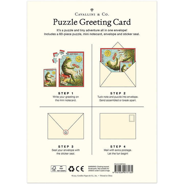 Happy Birthday Frog Puzzle Greeting Card - Merry PigletsCavallini Papers & Co.