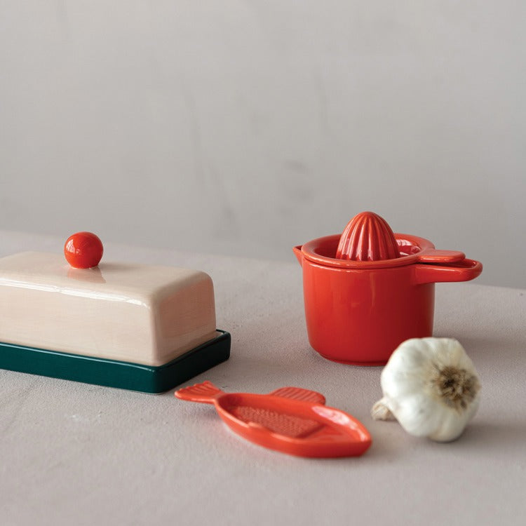 Colorful Stoneware Butter Dish