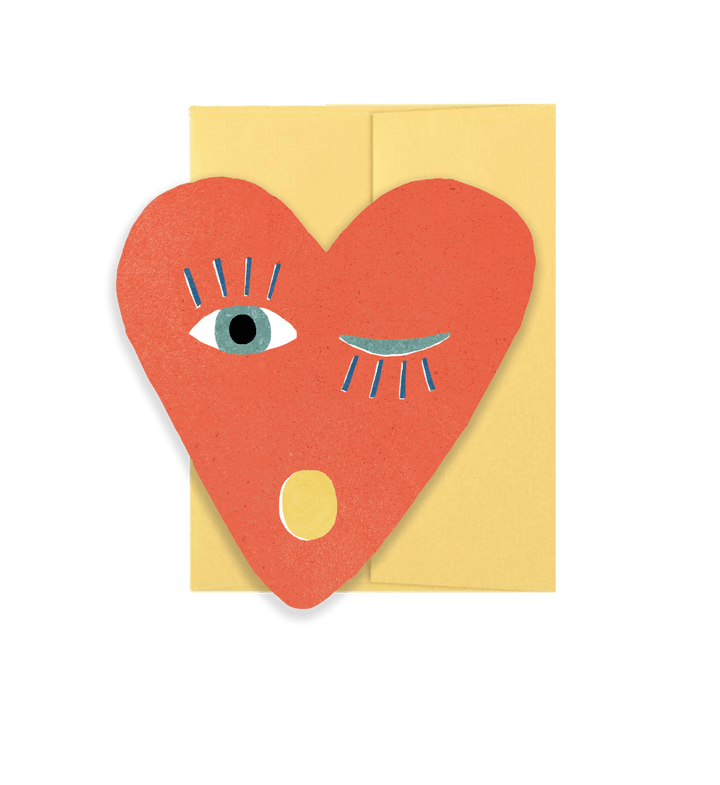 Heart Blink Greeting Card - Merry PigletsIsatopia