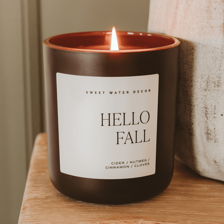 Hello Fall Brown Matte Candle - Merry PigletsSweet Water Decor