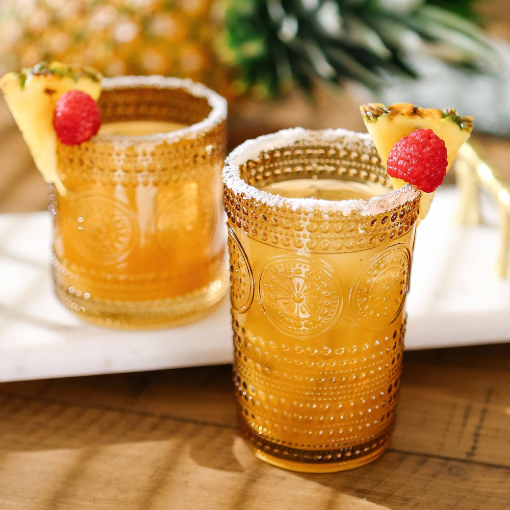 Hobnail Amber Drinking Glass - Merry PigletsKate Aspen