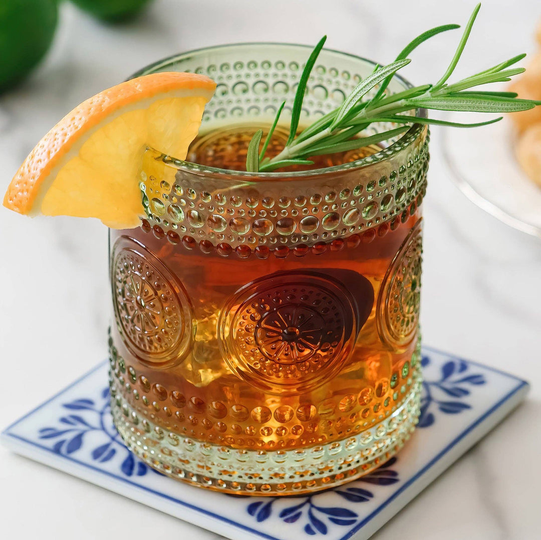 Hobnail Green Drinking Glass 10 oz - Merry PigletsKate Aspen