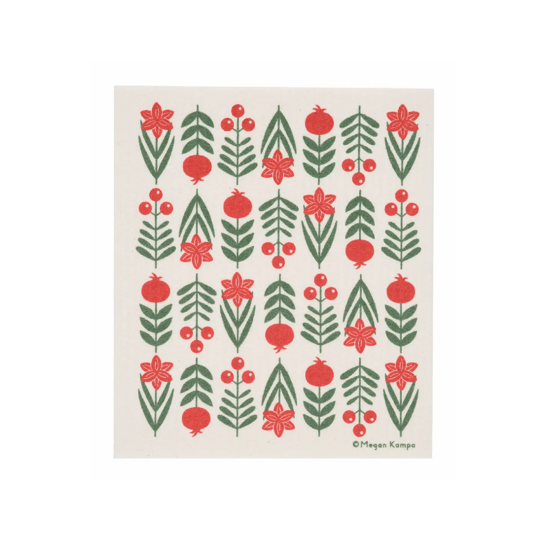 Holiday Blooms Swedish Dishcloth - Merry PigletsCose Nuove