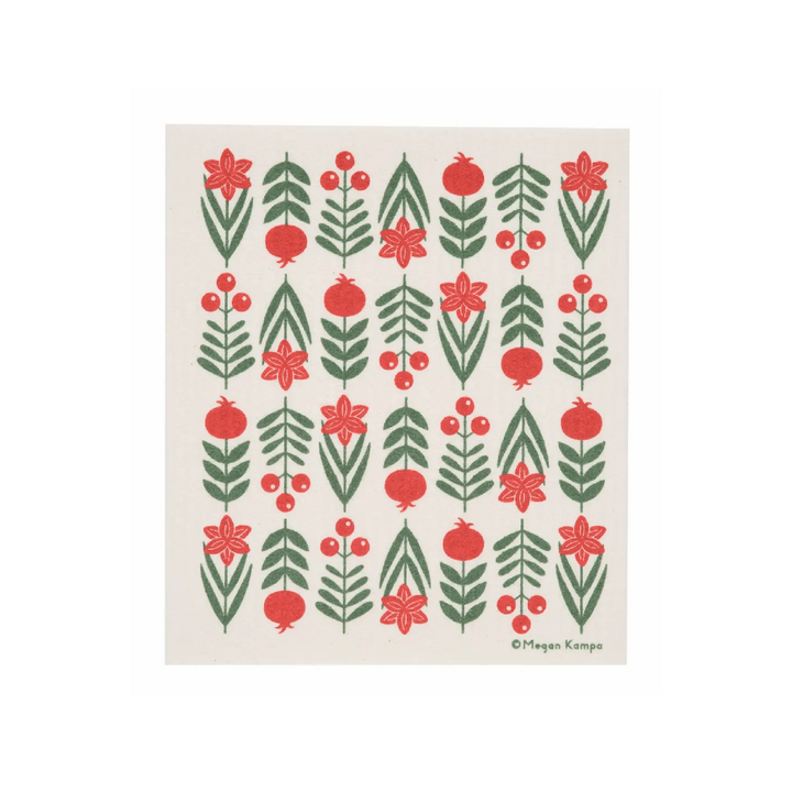 Holiday Blooms Swedish Dishcloth - Merry PigletsCose Nuove