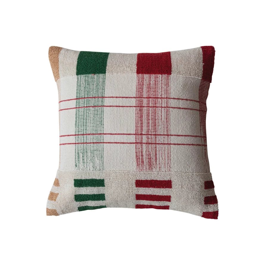 Holiday Plaid Pillow - Merry PigletsCreative Co - Op