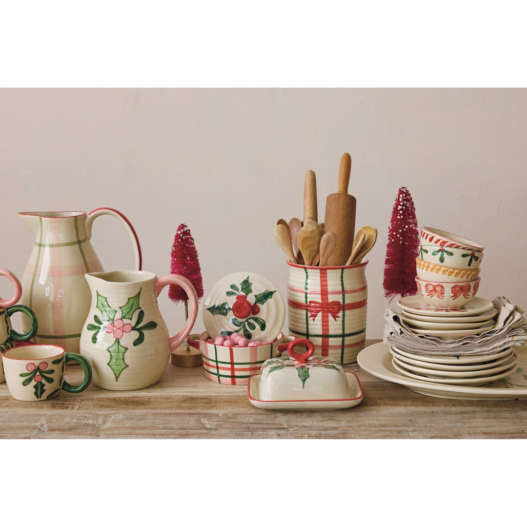 Holiday Stripe Baker Dish - Merry PigletsCreative Co-Op