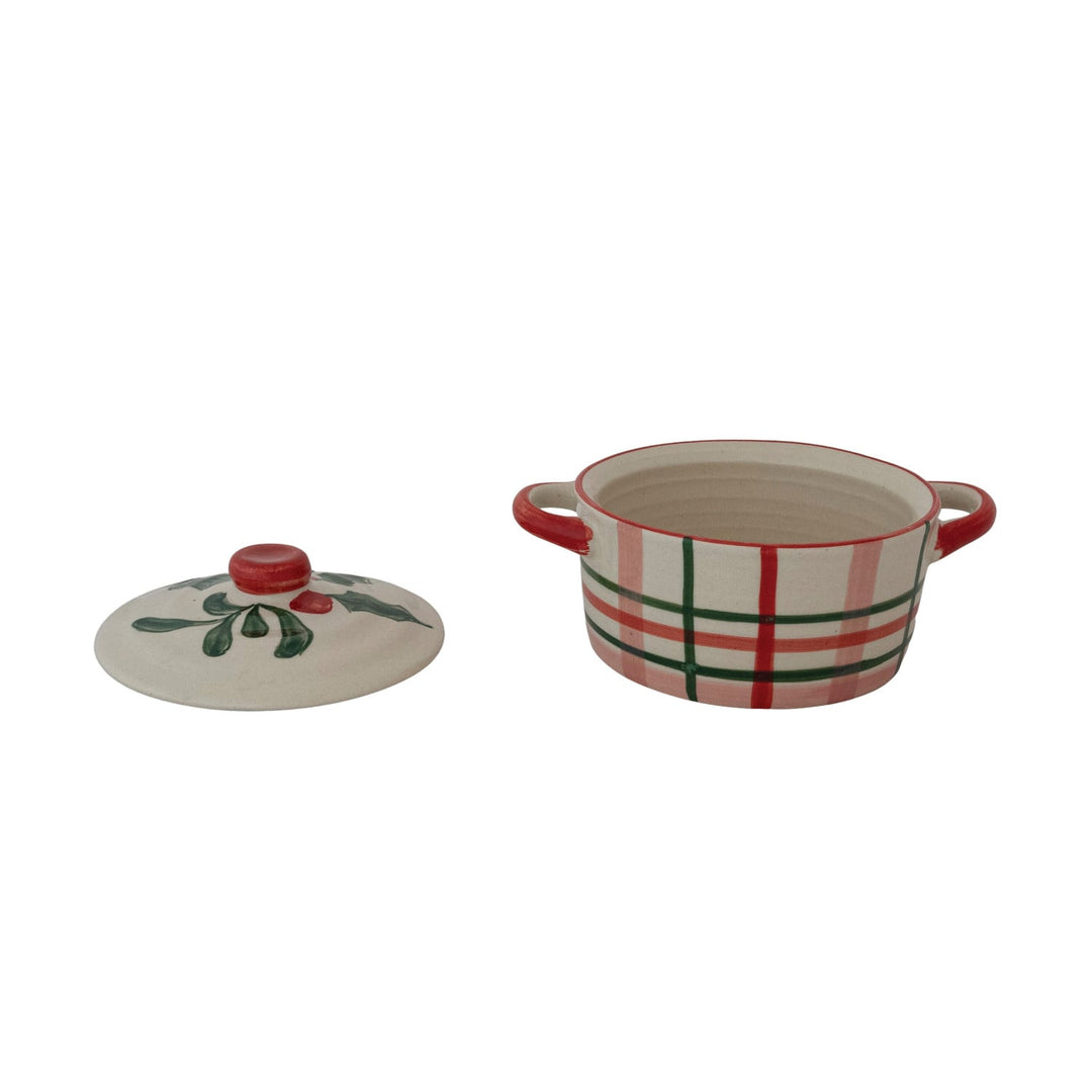 Holiday Stripe Baker Dish - Merry PigletsCreative Co-Op
