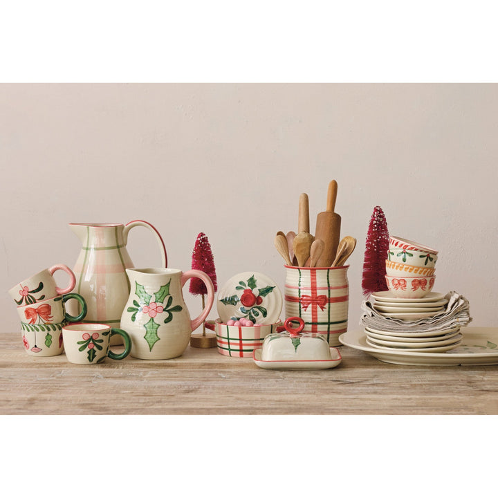 Holiday Stripe Baker Dish - Merry PigletsCreative Co-Op