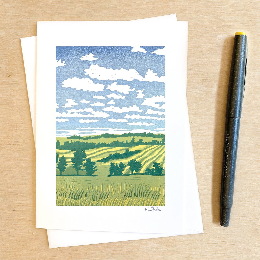 Home in the Fields Greeting Card - Merry PigletsNan Onkka Prints