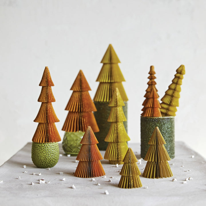 Honeycomb Glitter Trees Set - Merry PigletsCreative Co-Op