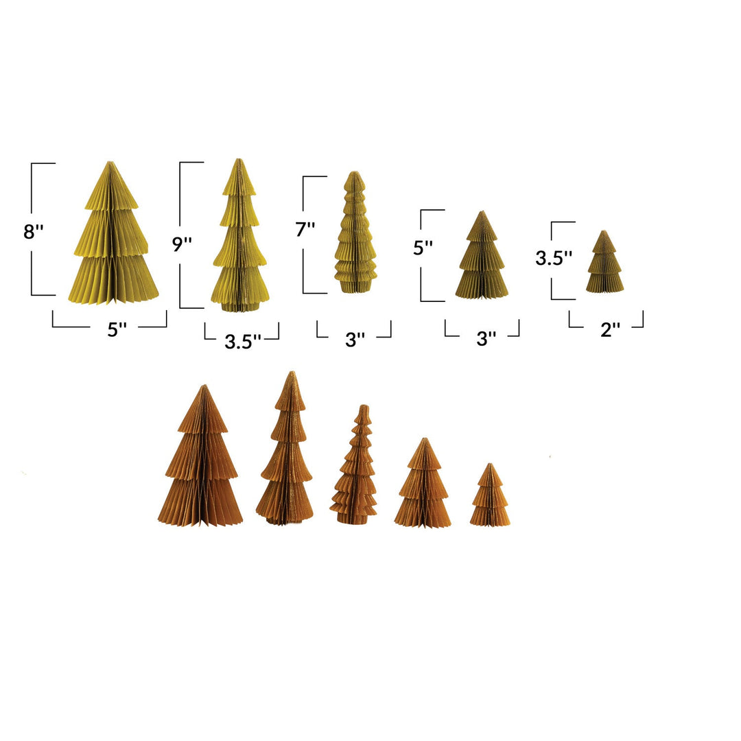 Honeycomb Glitter Trees Set - Merry PigletsCreative Co-Op
