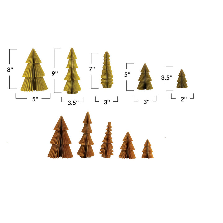 Honeycomb Glitter Trees Set - Merry PigletsCreative Co-Op