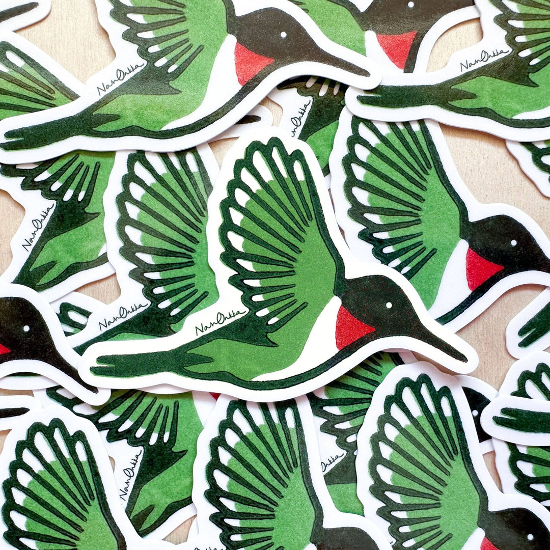 Hummingbird Sticker - Merry PigletsNan Onkka Prints