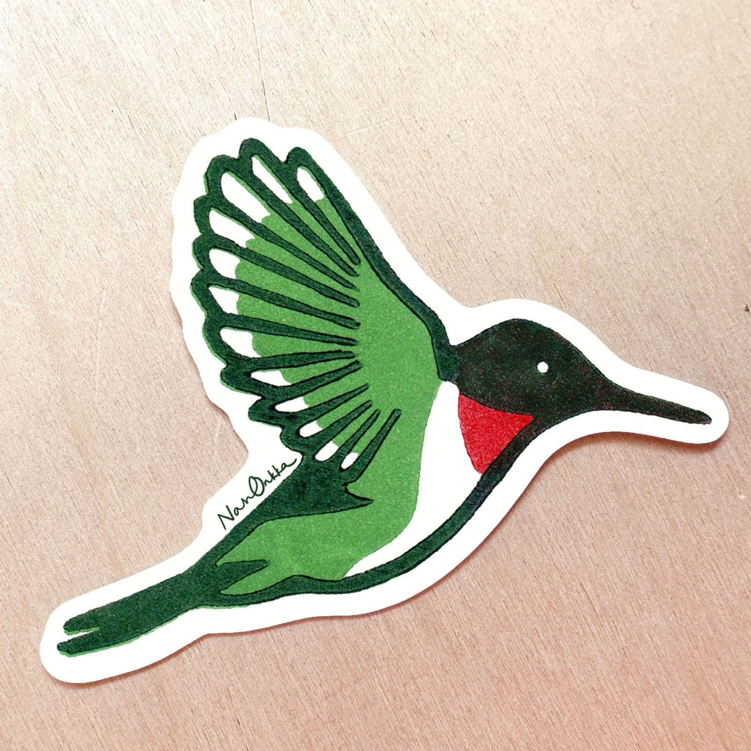 Hummingbird Sticker - Merry PigletsNan Onkka Prints