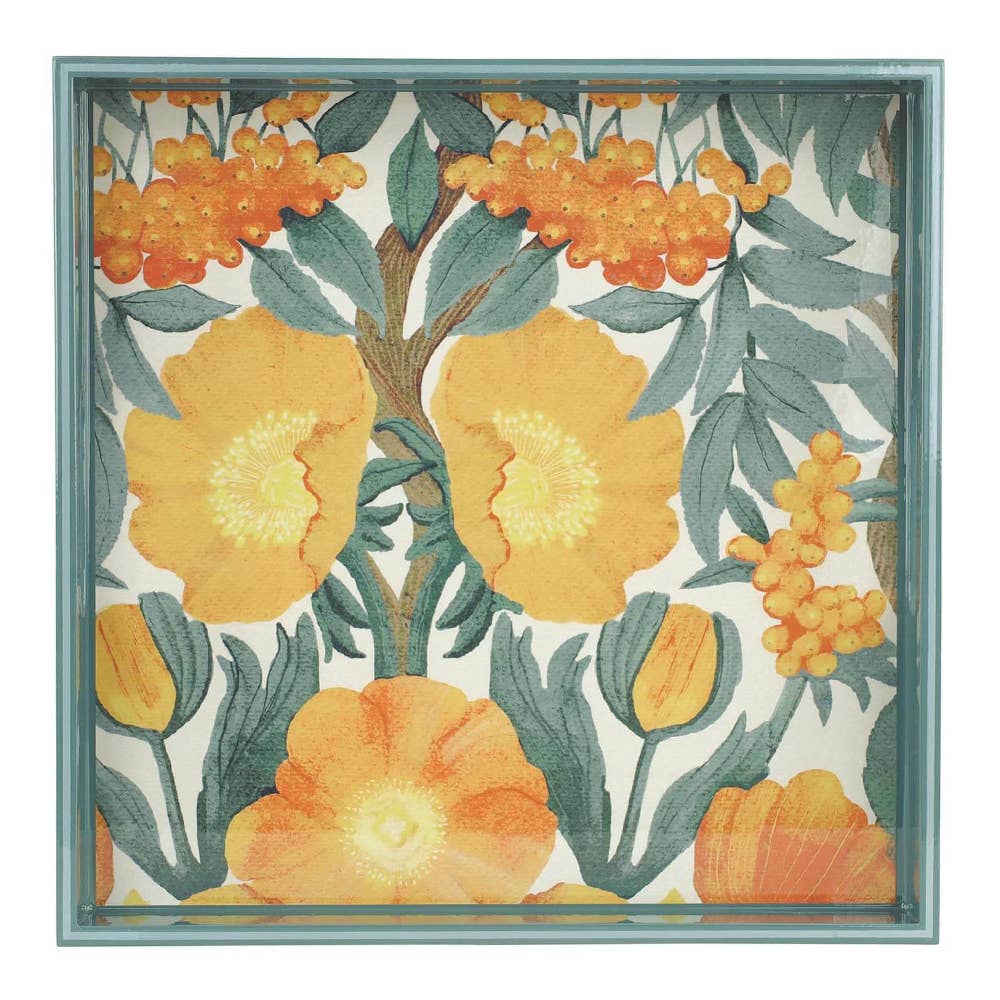 Icelandic Poppies Gold Square Serving Tray - Merry Pigletsrockflowerpaper