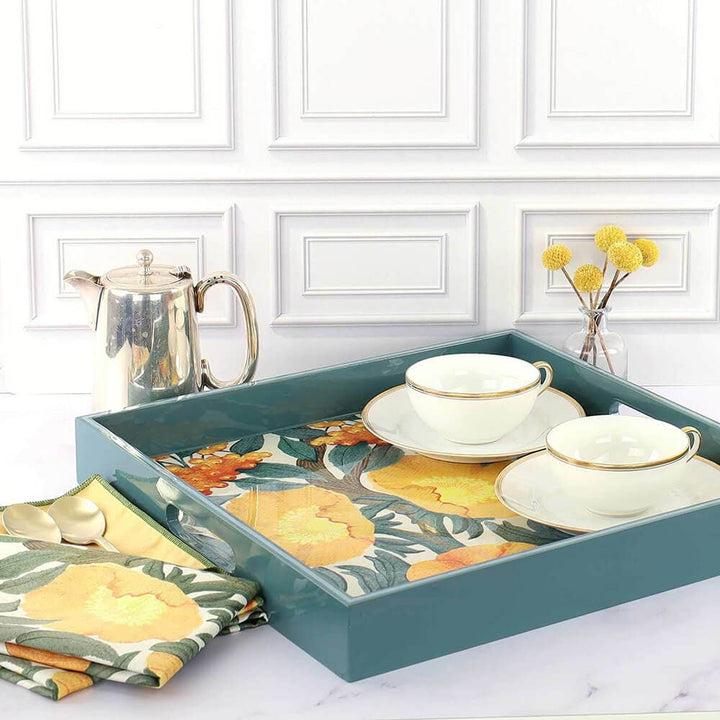 Icelandic Poppies Gold Square Serving Tray - Merry Pigletsrockflowerpaper