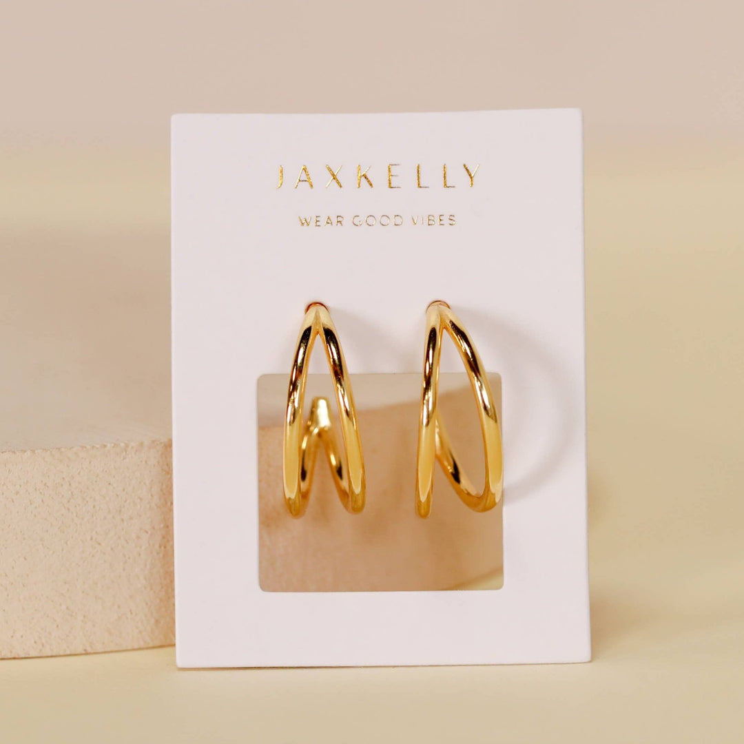 Illusion Double Hoop Gold Earrings - Merry PigletsJaxKelly