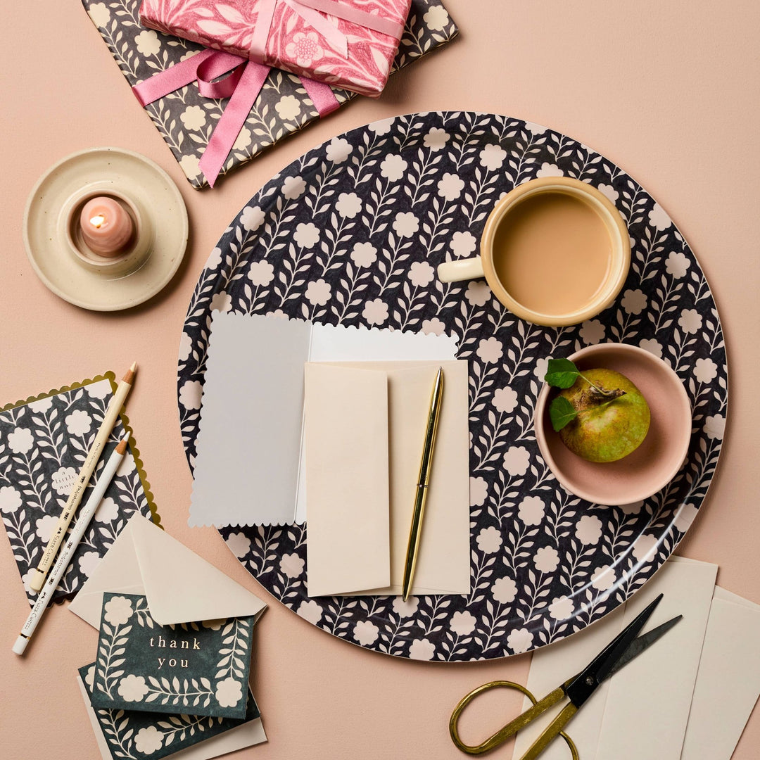 Ink Flora Round Tray - Merry PigletsWanderlust Paper Co