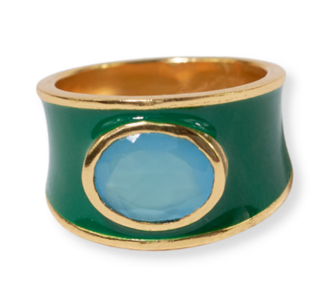 Enamel Band Ring Green / Blue