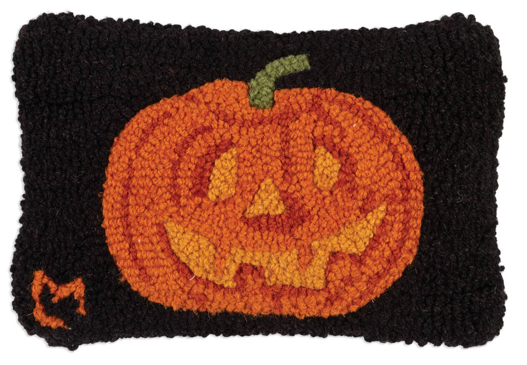 Jack O'Lantern Wool Hooked Pillow - Merry PigletsChandler 4 Corners