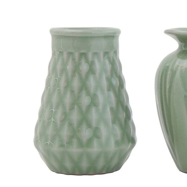 Jade Vase with Crackle Glaze - Merry PigletsCreative Co-Op