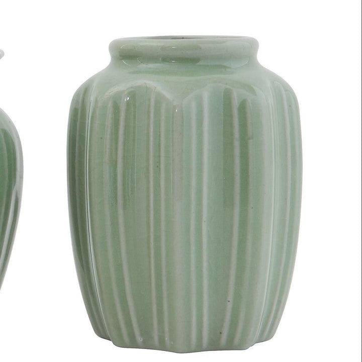 Jade Vase with Crackle Glaze - Merry PigletsCreative Co-Op
