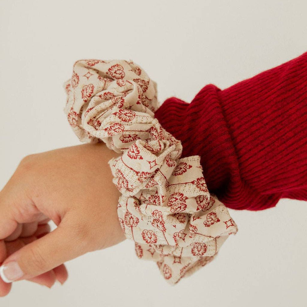 Jumbo Vintage Red Ornament Scrunchie - Merry PigletsShop Andi