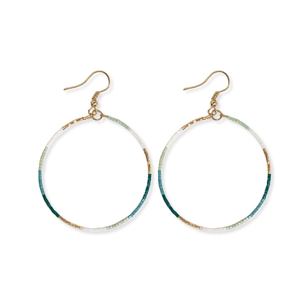 Beaded Hoop Earrings Emerald - Merry Piglets