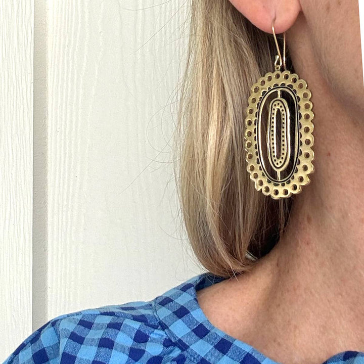 Lacey Brass Earrings - Merry PigletsHandker Bandanas