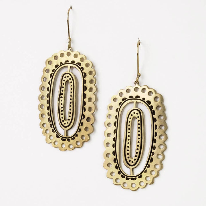 Lacey Brass Earrings - Merry PigletsHandker Bandanas