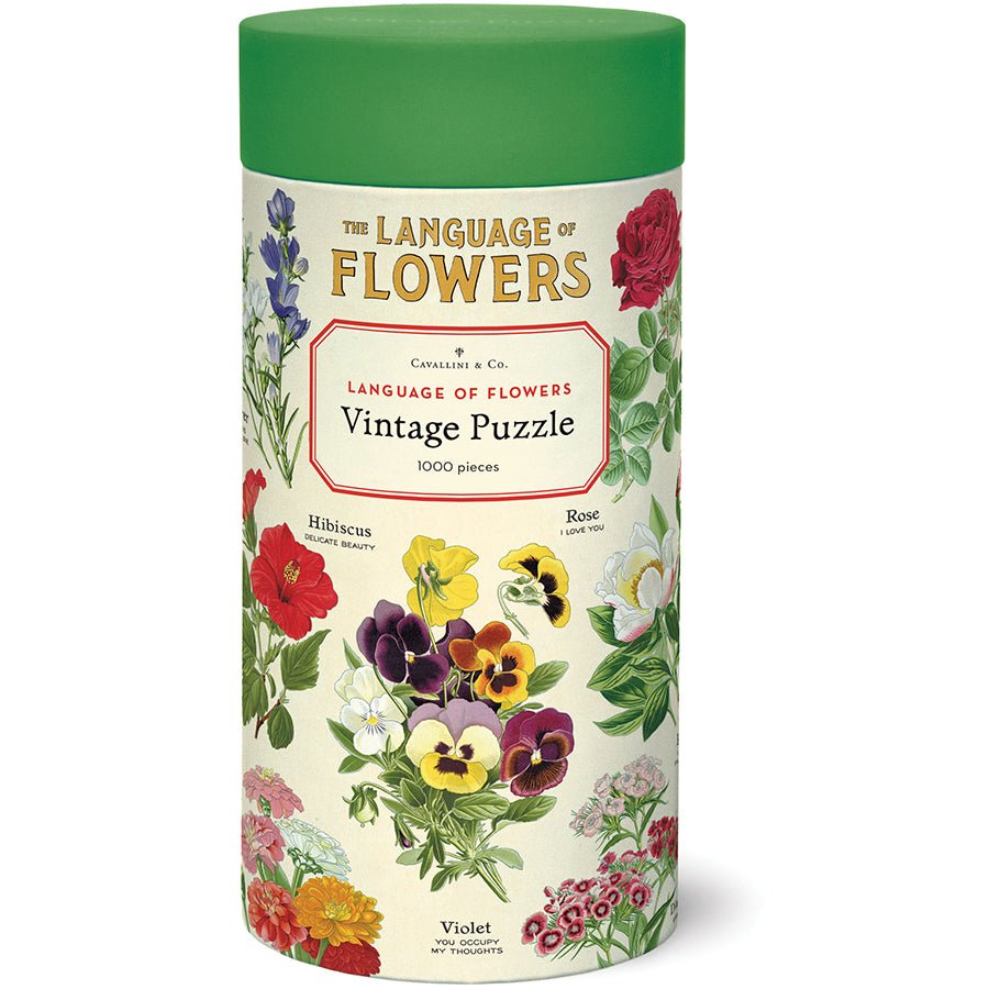 Language of Flowers 1000 Piece Puzzle - Merry PigletsCavallini Papers & Co.