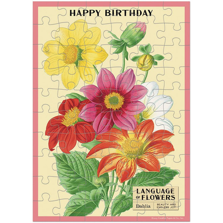Language of Flowers Birthday Puzzle Greeting Card - Merry PigletsCavallini Papers & Co.