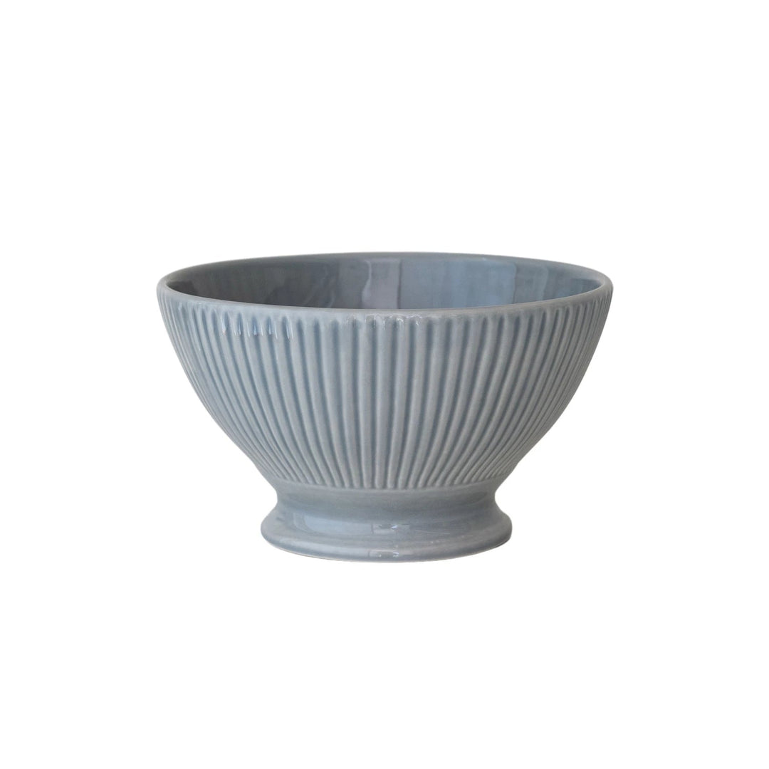 Large Blue Fluted Bowl - Merry PigletsCreative Co - Op