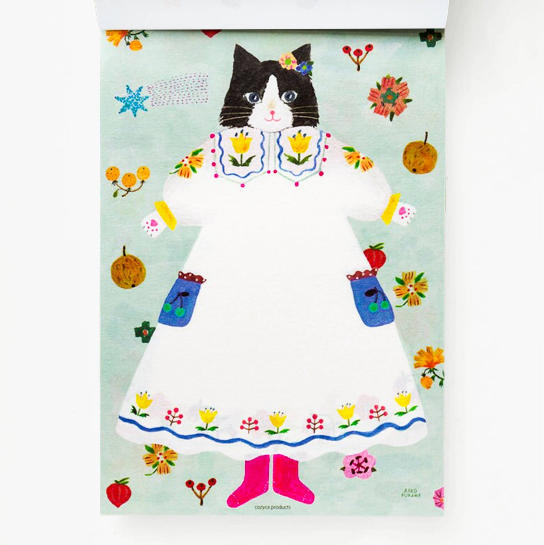 Large Cat Writing Pad - Merry PigletsHer Winter Flowers