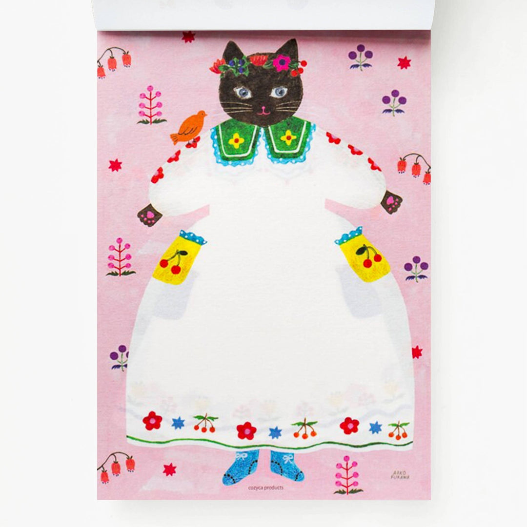 Large Cat Writing Pad - Merry PigletsHer Winter Flowers