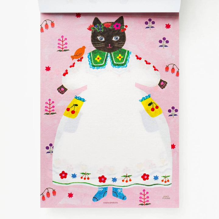 Large Cat Writing Pad - Merry PigletsHer Winter Flowers