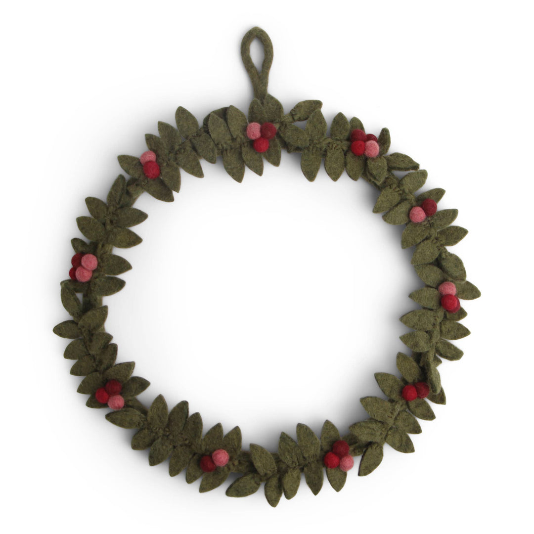 Large Wool Wreath w/ Red Berries - Merry PigletsGry and Sif