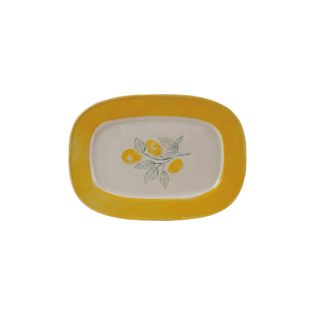 Lemon Branch Stoneware Platter - Merry PigletsCreative Co - Op
