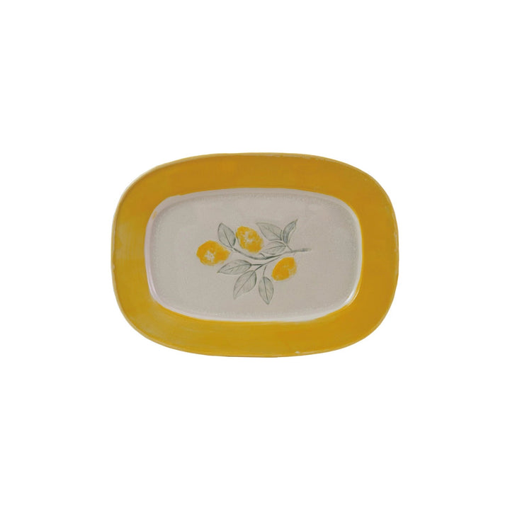 Lemon Branch Stoneware Platter - Merry PigletsCreative Co - Op