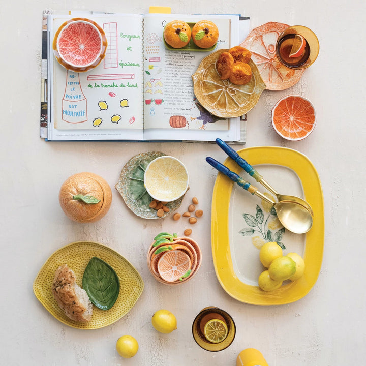 Lemon Branch Stoneware Platter - Merry PigletsCreative Co - Op