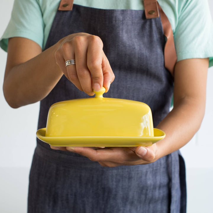 Lemon Yellow Butter Dish - Merry PigletsNow Designs by Danica