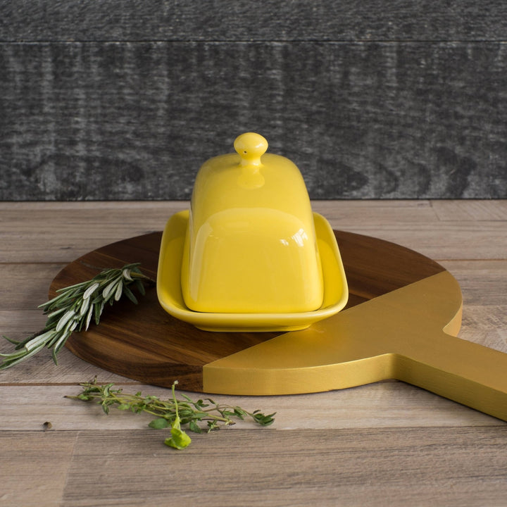 Lemon Yellow Butter Dish - Merry PigletsNow Designs by Danica