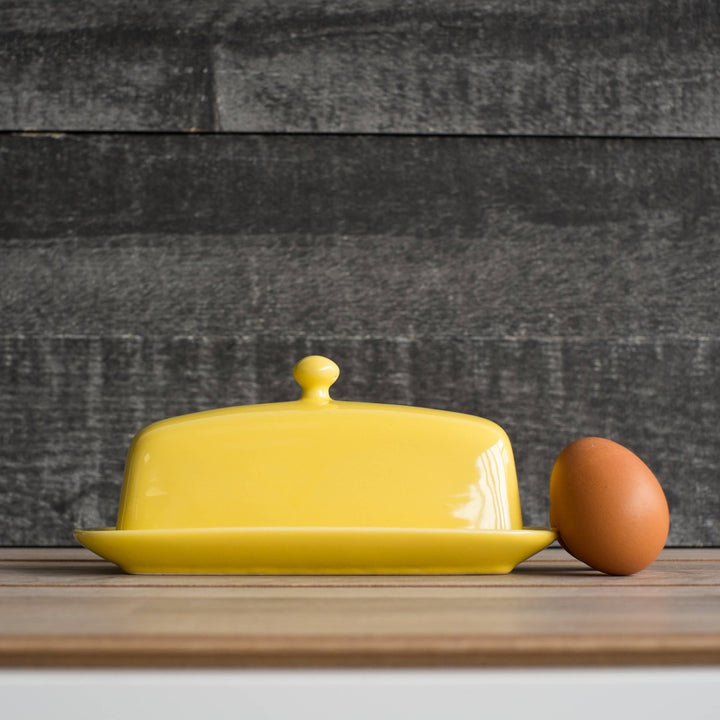 Lemon Yellow Butter Dish - Merry PigletsNow Designs by Danica