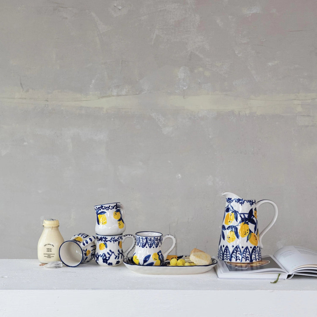 Lemons Stoneware Platter - Merry PigletsCreative Co - Op