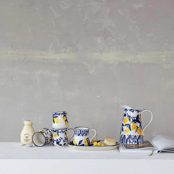 Lemons Stoneware Platter - Merry PigletsCreative Co - Op