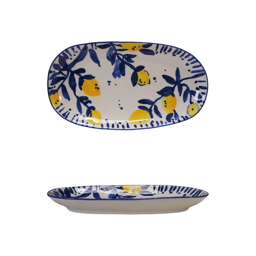 Lemons Stoneware Platter - Merry PigletsCreative Co - Op