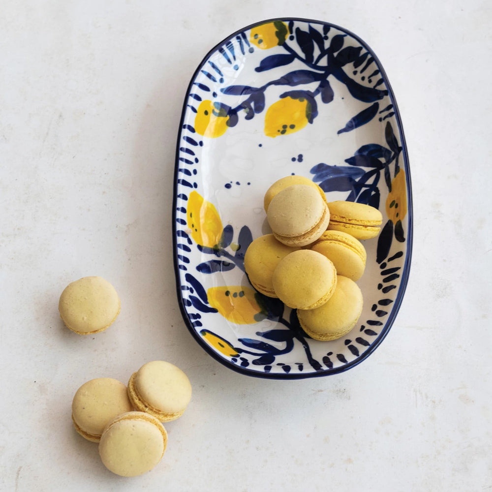 Lemons Stoneware Platter - Merry PigletsCreative Co - Op