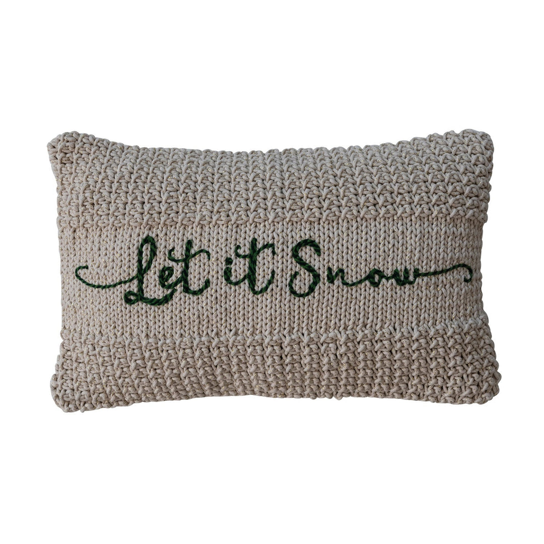 Let it Snow Knit Pillow - Merry PigletsCreative Co-Op