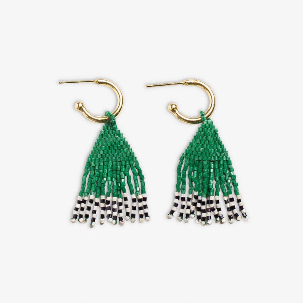 Leta Mini Beaded Fringe Earrings Kelly Green - Merry PigletsINK + ALLOY